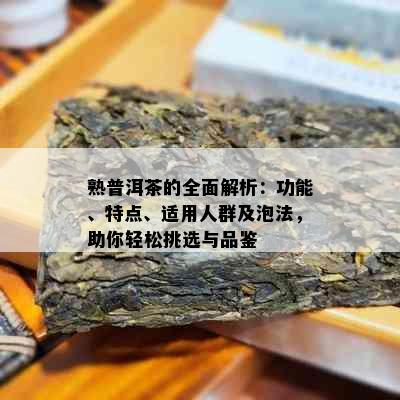 熟普洱茶的全面解析：功能、特点、适用人群及泡法，助你轻松挑选与品鉴