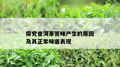 探究普洱茶苦味产生的原因及其正常味道表现