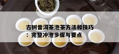 古树普洱茶泡茶方法和技巧：完整冲泡步骤与要点