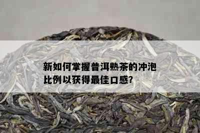 新如何掌握普洱熟茶的冲泡比例以获得更佳口感？