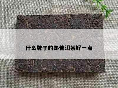 什么牌子的熟普洱茶好一点