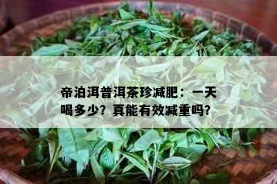 帝泊洱普洱茶珍减肥：一天喝多少？真能有效减重吗？