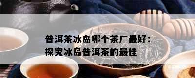 普洱茶冰岛哪个茶厂更好：探究冰岛普洱茶的更佳