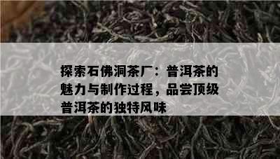 探索石佛洞茶厂：普洱茶的魅力与制作过程，品尝顶级普洱茶的独特风味