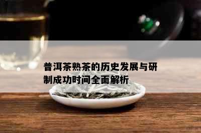 普洱茶熟茶的历史发展与研制成功时间全面解析