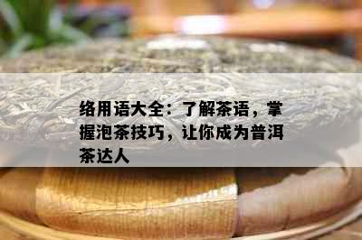 络用语大全：了解茶语，掌握泡茶技巧，让你成为普洱茶达人