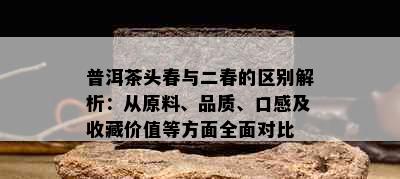 普洱茶头春与二春的区别解析：从原料、品质、口感及收藏价值等方面全面对比