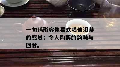 一句话形容你喜欢喝普洱茶的感觉：令人陶醉的韵味与回甘。