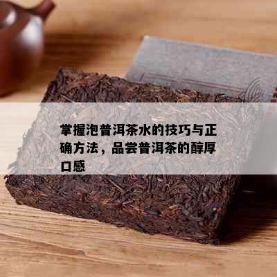 掌握泡普洱茶水的技巧与正确方法，品尝普洱茶的醇厚口感