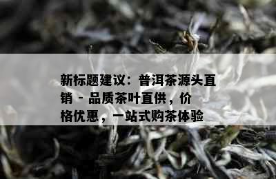 新标题建议：普洱茶源头直销 - 品质茶叶直供，价格优惠，一站式购茶体验