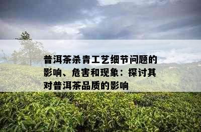 普洱茶杀青工艺细节问题的影响、危害和现象：探讨其对普洱茶品质的影响