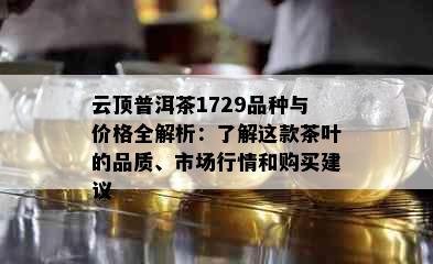 云顶普洱茶1729品种与价格全解析：了解这款茶叶的品质、市场行情和购买建议