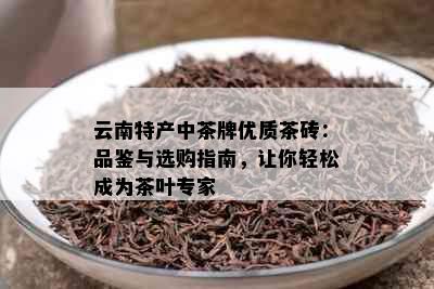 云南特产中茶牌优质茶砖：品鉴与选购指南，让你轻松成为茶叶专家