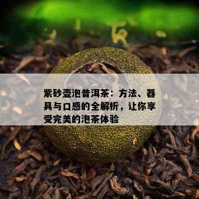 紫砂壶泡普洱茶：方法、器具与口感的全解析，让你享受完美的泡茶体验