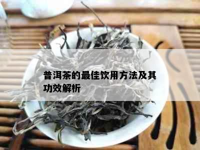 普洱茶的更佳饮用方法及其功效解析