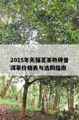 2015年天福茗茶熟砖普洱茶价格表与选购指南