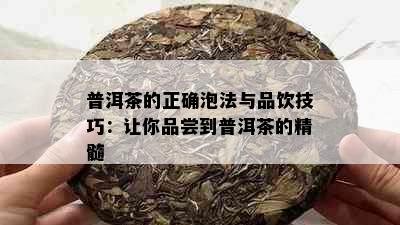 普洱茶的正确泡法与品饮技巧：让你品尝到普洱茶的精髓