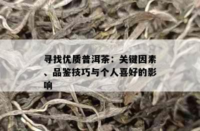 寻找优质普洱茶：关键因素、品鉴技巧与个人喜好的影响