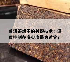 普洱茶烘干的关键技术：温度控制在多少度最为适宜？