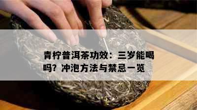 青柠普洱茶功效：三岁能喝吗？冲泡方法与禁忌一览