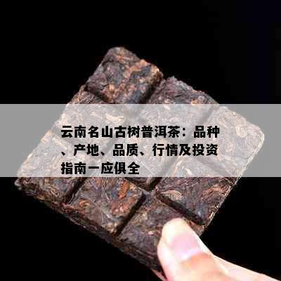 云南名山古树普洱茶：品种、产地、品质、行情及投资指南一应俱全