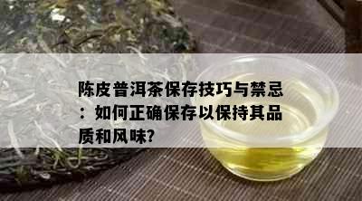 陈皮普洱茶保存技巧与禁忌：如何正确保存以保持其品质和风味？