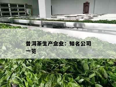 普洱茶生产企业：知名公司一览