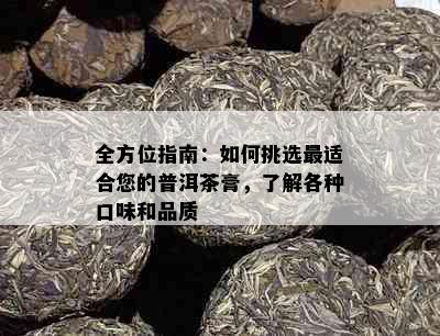 全方位指南：如何挑选最适合您的普洱茶膏，了解各种口味和品质