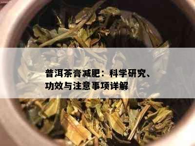 普洱茶膏减肥：科学研究、功效与注意事项详解