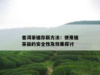 普洱茶储存新方法：使用储茶袋的安全性及效果探讨