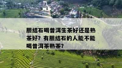 胆结石喝普洱生茶好还是熟茶好？有胆结石的人能不能喝普洱茶熟茶？