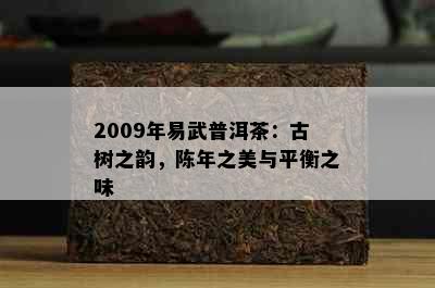 2009年易武普洱茶：古树之韵，陈年之美与平衡之味