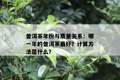 普洱茶年份与质量关系：哪一年的普洱茶更好？计算方法是什么？