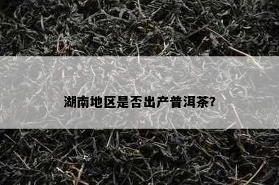 湖南地区是否出产普洱茶？