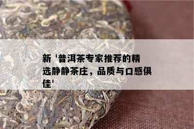 新 '普洱茶专家推荐的精选静静茶庄，品质与口感俱佳'