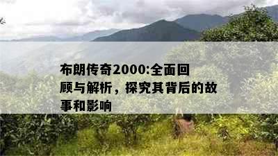 布朗传奇2000:全面回顾与解析，探究其背后的故事和影响