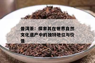 普洱茶：探索其在世界自然文化遗产中的独特地位与价值