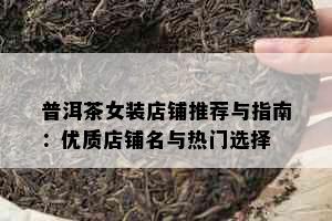 普洱茶女装店铺推荐与指南：优质店铺名与热门选择