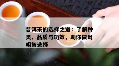 普洱茶的选择之道：了解种类、品质与功效，助你做出明智选择