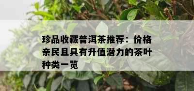 珍品收藏普洱茶推荐：价格亲民且具有升值潜力的茶叶种类一览