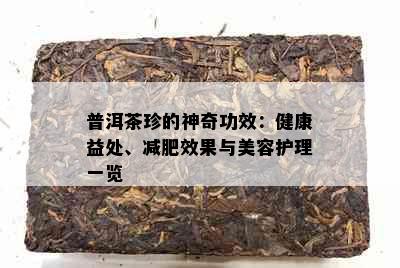 普洱茶珍的神奇功效：健康益处、减肥效果与美容护理一览