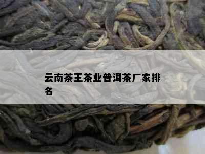 云南茶王茶业普洱茶厂家排名