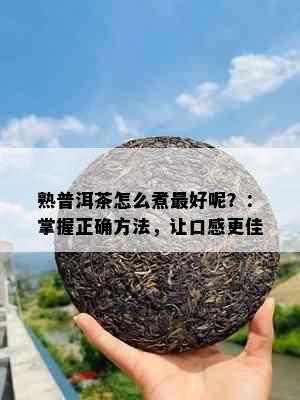 熟普洱茶怎么煮更好呢？：掌握正确方法，让口感更佳