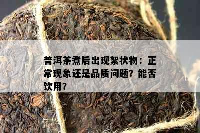 普洱茶煮后出现絮状物：正常现象还是品质问题？能否饮用？