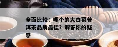 全面比较：哪个的大白菜普洱茶品质更佳？解答你的疑惑