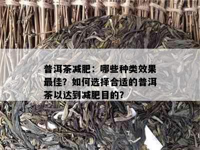 普洱茶减肥：哪些种类效果更佳？如何选择合适的普洱茶以达到减肥目的？