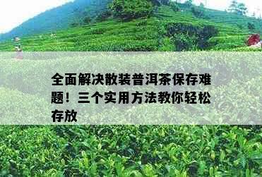 全面解决散装普洱茶保存难题！三个实用方法教你轻松存放