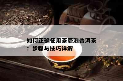 如何正确使用茶壶泡普洱茶：步骤与技巧详解