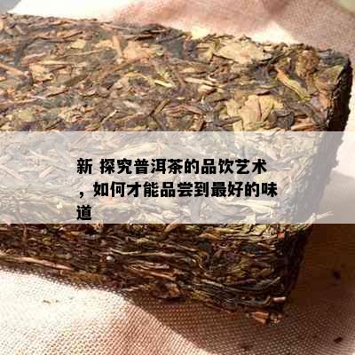 新 探究普洱茶的品饮艺术，如何才能品尝到更好的味道