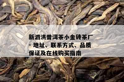 新泗洪普洱茶小金砖茶厂 - 地址、联系方式、品质保证及在线购买指南